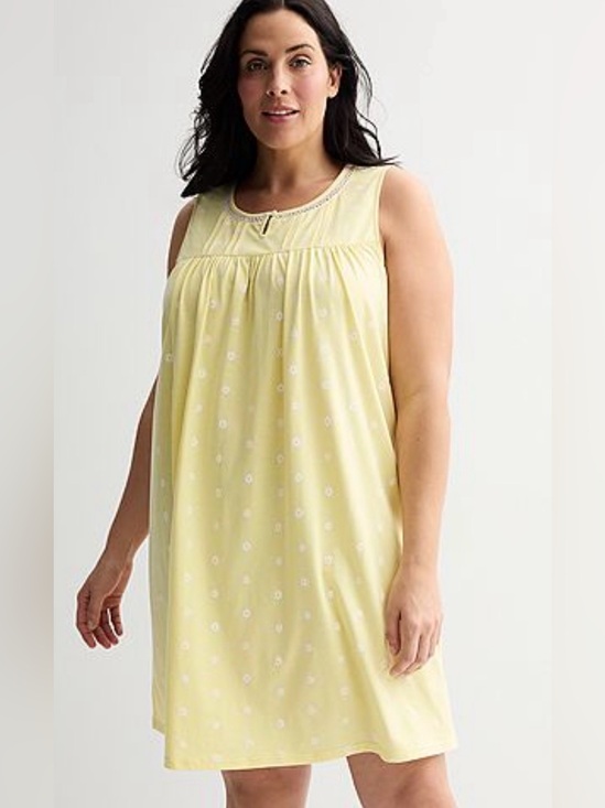 croft & barrow Other - Croft & Barrow Sleeveless Nightgown Size 1X Yellow White Daisy print NWT